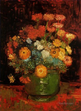  vase Oil Painting - Vase with Zinnias Vincent van Gogh
